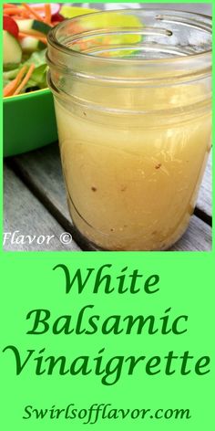 white balsamic vinaigrette in a mason jar on a picnic table