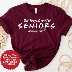 "Senior 2023 Shirt, Graduation 2023, Class Of 2023 Shirt, Senior Shirt, Graduation Gift T-shirt, Senior 2023 Gift, Senior Shirts, and Hoodies ⭐T-shirt And Hoodies are the perfect gifts for a Birthday, Anniversary or just to Match Your Own Style. Our designs are made with love and humor, and keep all special occasions in mind. ⭐CUSTOM ORDERS  We love to do custom orders and can customize most of our existing designs at no extra cost. If you have any special requirements or any questions at all, p Friends Senior Shirt, Battle Of The Classes Shirt Ideas, Graduation Tshirts Designs, Senior Tshirt 2024 Ideas, Class Tshirts Designs, Class Of 2024 Shirt Ideas, Senior T Shirts Ideas Design, Staff Shirts, Graduation Tshirt