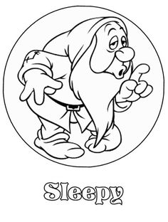 the word sleepy with an image of a cartoon character in black and white coloring pages