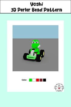 an image of a green toy car with the text yoshi 3d perler bead pattern