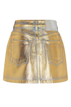 Rabanne mini metallic skirt in dark gold. Cotton 100% Machine Wash Imported Chic Metallic Mini Skirt, Sparkly Mini Skirt, Gold Skirt Outfit, Elegant Metallic Mini Skirt, Gold Mini Skirt With Lining, Gold Fitted Mini Skirt, Gold Metallic Skirt, Gold Mini Skirt, Competition Outfit