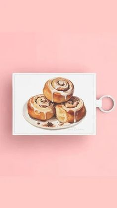 a card with some cinnamon rolls on it