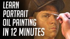 a man in a top hat is doing oil paintings on his face with the words learn portrait oil painting in 12 minutes