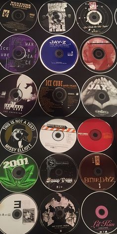 many different cd's are on display together