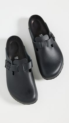 Find BIRKENSTOCK Boston Exquisite Clogs on Editorialist. Leather: Pebbled cowhide. Cork midsole and EVA sole. Regular fit. Round toe. Rubber sole. Made in Germany. This item cannot be gift-boxed. Birkenstock Sandals Men, Men Birkenstock, Boston Clogs, Birkenstock Sandals Arizona, Birkenstock Sandals, Birkenstock Boston, Eva Sole, Birkenstock Shoes, Mens Sandals