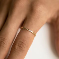 Delicate and intricate details make this stacker ring one of our favorites! Thick layer of 14K Gold over Sterling Silver Hypoallergenic, lead and nickel free Thickness 2mm Made in US #R115 Minimalist Accessories Jewellery, Rings Minimal, Rings Everyday, Stackable Rings Silver, Minimal Ring, Minimalist Accessories, Dainty Gold Rings, Beaded Ring, Jewellery Inspiration