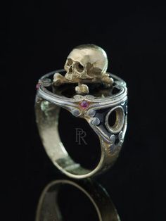 Gothic Jewellery, Biker Life, Unusual Jewelry, Skull And Crossbones, Crown Jewels, Skull Ring, Skull And Bones, Gothic Jewelry, Natural Ruby