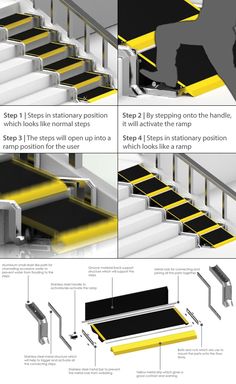 the steps and railings are designed to allow people to climb up or down stairs