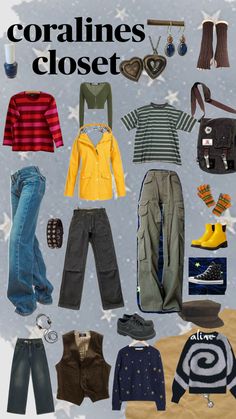 what I think coralines closet lookin like 💙 Coraline Characters, Disney Trip Outfits, Tomboy Femme, Trip Outfits, Aesthetic Outfit Ideas, Halloween Costume Outfits, Funky Outfits