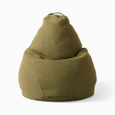 a bean bag chair sitting on top of a white floor