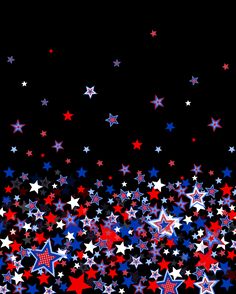 red, white and blue stars on black background