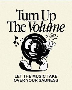 Turn Up The Volume, Instagram Music, Vintage Poster Art, Retro Illustration, Room Posters, 로고 디자인, Turn Up, Visual Communication, Cool Posters