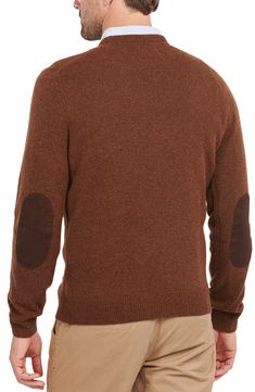 Marled yarns bring distinctively mottled color to this sweater knit from soft, breathable wool in a fit that looks great layered or on its own. Crewneck Long sleeves with ribbed cuffs 100% wool with polyester and leather trim Hand wash, dry flat Imported Sweater Knit, Crewneck Sweater, Leather Trim, Leather Trims, Crew Neck Sweater, Looks Great, Knitted Sweaters, That Look, Hand Wash