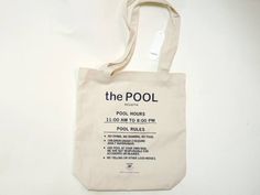 the pool tote bag is on display