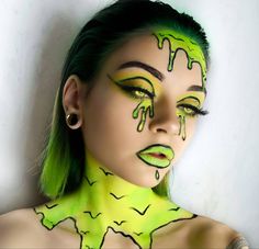 Alien Halloween Makeup, Slime Makeup, Monster Makeup, Cute Halloween Makeup, Face Paint Makeup, Face Art Makeup, It Original, Eye Makeup Steps, Makeup Stuff