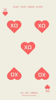 the back side of a poster with hearts and symbols on it, including an xo symbol