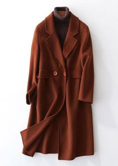 Fine chocolate woolen coats oversize mid-length coats back open coat lapel collar - SooLinen Cute Winter Coats, Open Coat, Fine Chocolate, Wool Coats, Cotton Coat, Woolen Coat, Winter Coats, Vintage Coat, Winter Coats Women