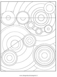 an abstract coloring page with circles and lines