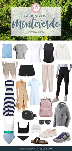 Packing List: Monteverde, Costa Rica Costa Rica Travel Capsule Wardrobe, Costa Rica Womens Outfits, Costa Rica Essentials, Costa Rica Capsule Wardrobe