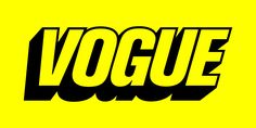 the word'voge'is shown in black and yellow on a yellow background