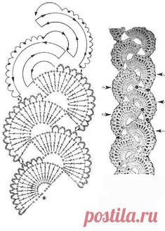 three crocheted doily patterns, one with an intricate design and the other with circular