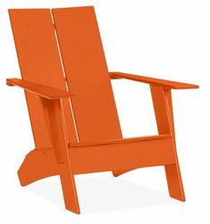 an orange plastic lawn chair on a white background