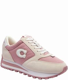 COACH Runner Signature Logo Retro Lace-Up Sneakers | Dillard's Pink Chalk, Logo Retro, Sneaker Style, Retro Logos, Eva Sole, Classic Sneakers, Dillard's, Signature Logo, Global Fashion