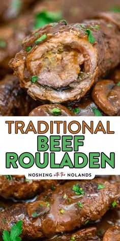 traditional beef rouladen recipe with mushrooms and parsley