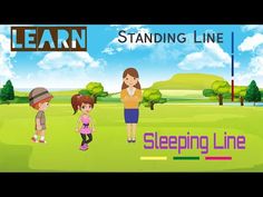 an animated video game with children playing in the background and text that reads learn standing line