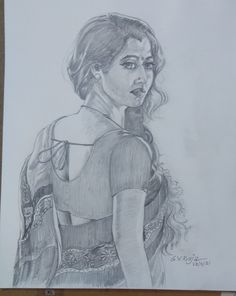 a pencil drawing of a woman wearing a dress