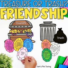 there is a poster with words on it that say, treasures or trash? friendship