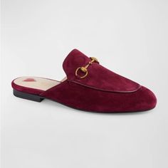 Gucci "Princetown" Suede Mule Loafers Flat Heel Round Toe Gold-Toned Horsebit Hardware Slide Style Leather Outsole Lining: Fabric Gucci Loafers Women, Mule Loafers, Gucci Princetown, Gucci Loafers, Luxury Flats, Suede Mules, Loafer Mules, Suede Loafers, Lining Fabric