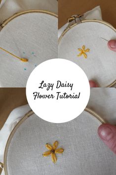 the embroidery is being stitched together to make an easy daisy flower