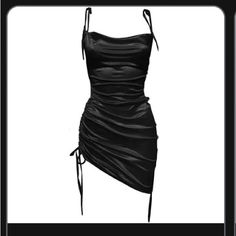 Black Slip Dress. Polyester And Spandex. Silk Appearance. Adjustable Length And Straps. Black Satin Fitted Bodycon Dress, Fitted Black Satin Bodycon Dress, Black Fitted Satin Mini Dress, Black Satin Bodycon Dress For Summer, Black Satin Club Dress, Black Satin Mini Bodycon Dress, Black Sleeveless Satin Bodycon Dress, Black Satin Sleeveless Bodycon Dress, Sleeveless Black Satin Bodycon Dress