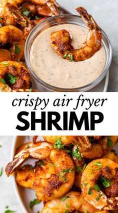 crispy air fryer shrimp served in a bowl with dipping sauce