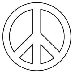 a black and white image of a peace sign in the shape of a circle on a white background