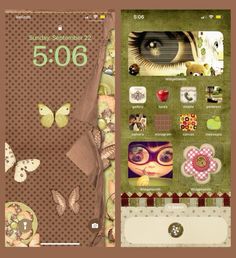 an image of the back side of a cell phone with butterflies and flowers on it