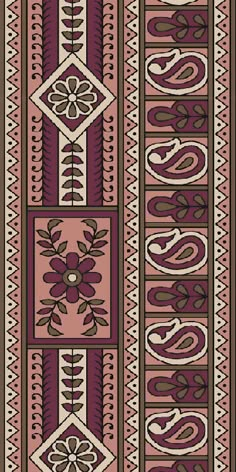 a pattern with the word sushi on it in brown, pink and purple colors