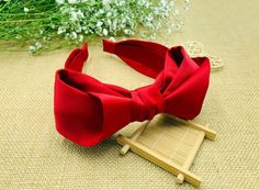 Red Satin Fabric, Extra Wide Headband, Headband Fabric, Pretty Headbands, Big Bow Headband, Bohemian Headband, Traditional Bow, Purple Headbands, Satin Headband