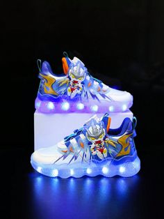 USB Charging LED Light Up Shoes, 7-Color Changing Flashing Sneakers, Toddler/Kids/Youth Casual Running Sport Shoes, Cartoon PU Leather Rotating Button Luminous Shoes, Black/Blue Blue         Kids Shoes, size features are:Bust: ,Length: ,Sleeve Length: Light Sneakers, Light Up Shoes, Lingerie Accessories, Pisco, Chunky Sneakers, Kids Sneakers, Maternity Bag, Kid Shoes, Women Clothes Sale