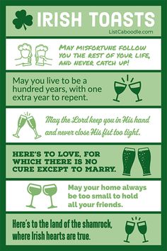 four different types of irish food and drink info sheet for st patrick's day