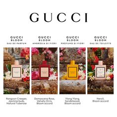 Fragrance Family: Floral Scent Scent Type: Floral Rich WhiteKey Notes: Rangoon Creeper, Jasmine Bud, TuberoseFragrance Description: A sophisticated floral Eau de Parfum for women capturing the spirit of the contemporary, diverse and authentic women of Gucci. Envisioned as a thriving garden of flowers, Bloom is created to unfold like its name.This spring Gucci perfume Gift set contains: - 30ml/1.6 fl.oz Gucci Bloom Eau de Parfum for women - 10ml/0.33 fl.oz Gucci Bloom Eau de Parfum for women Pen Rangoon Creeper, Gucci Perfume, Gucci Bloom, Modern Philosophy, Thriving Garden, Sephora Beauty, Perfume Gift Sets, Perfume Gift, Women Encouragement