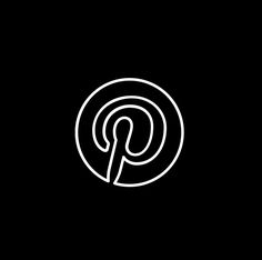 a black and white logo with the letter p in it's center, on a dark background