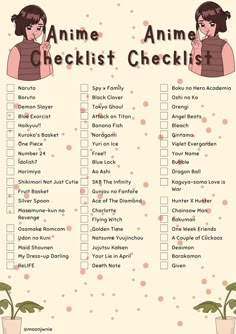 an animal checklist with animals and plants