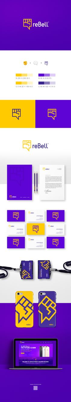 the purple and yellow website design is displayed