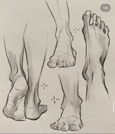 an image of feet and toes drawn in pencil