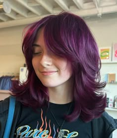 35 Best Wolf Cut Hairstyles for 2024 Magenta Hair, Dark Purple Hair, Short Grunge Hair, Wine Hair, Extension Hair, Wolf Cut, Pretty Hair Color, Peinados Fáciles Para Cabello Corto, Alternative Hair