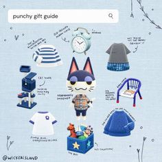 a bunch of items that are on a blue background with the words punchy gift guide