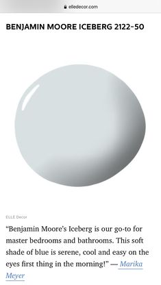 an image of a white egg with the caption'benjain moore iceberg 1222 - 50 '