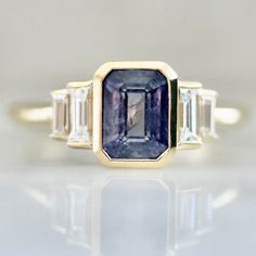 Custom purple sapphire engagement ring by Gem Breakfast Purple Goddess